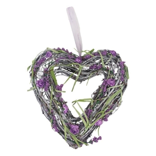 Srdce proutěné s fialovými květy Provence